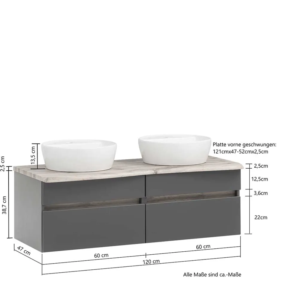 Waschbeckenunterschränke*Pharao24 Doppel Waschtisch Pegruan