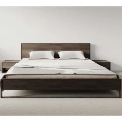 Massivholzbetten*Pharao24 Doppelbett Eiche Rauchfarben Azenta