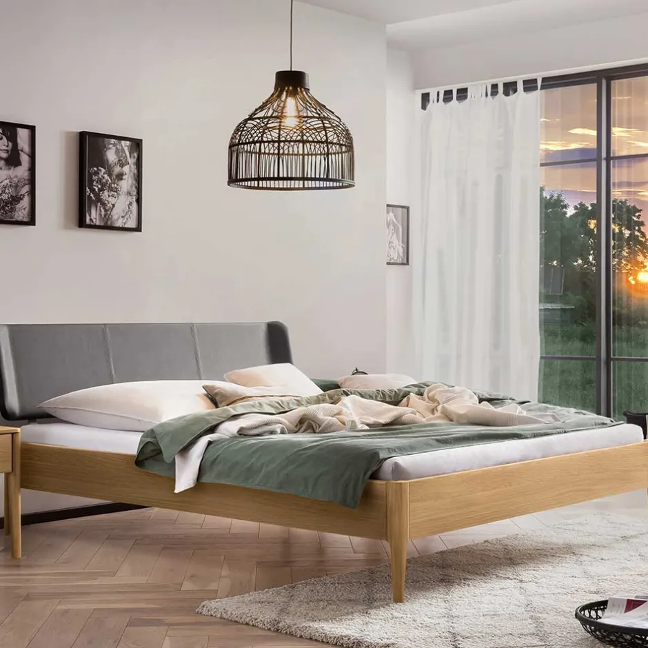 Pharao24 Doppelbett mit Polsterkopfteil Stufania> Doppelbetten|Massivholzbetten