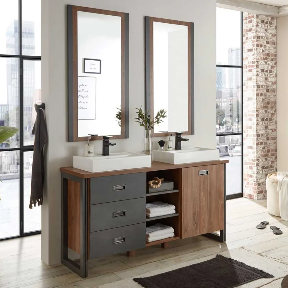 Badmöbel Sets*Pharao24 Doppelwaschtisch Set Verjan