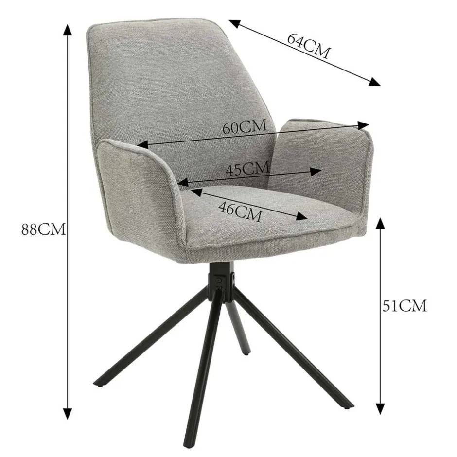 Pharao24 Drehbare Esstisch Stuehle Cadona> Armlehnstühle