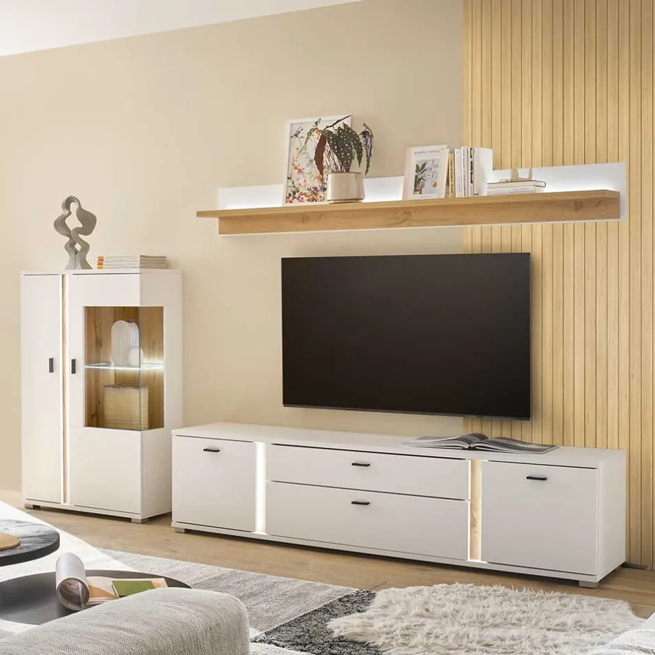 Wohnwand 300 Cm|Moderne Wohnwände*Pharao24 Dreiteilige Wohnwand Luzillo