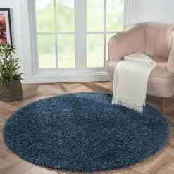 Teppiche*Pharao24 Dunkelblauer Shaggy Teppich Albert