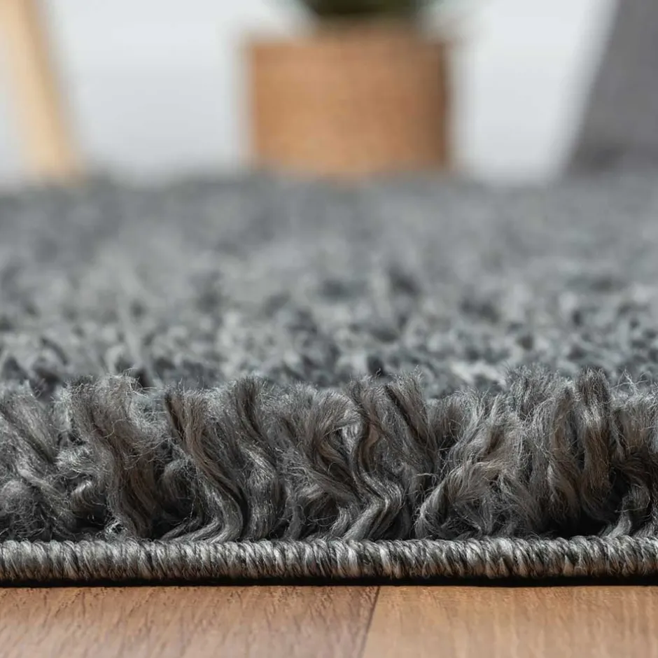 Teppiche*Pharao24 Dunkelgrauer Shaggy Teppich Pablos