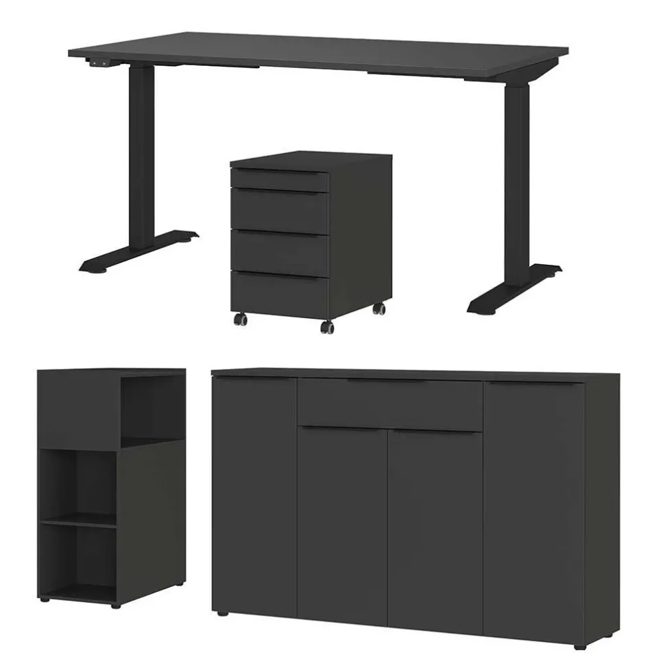 Büromöbel Sets*Pharao24 Dunkelgraues Büromöbelset Abby