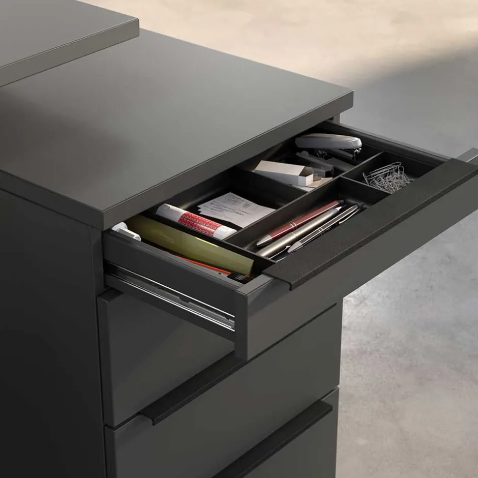 Büromöbel Sets*Pharao24 Dunkelgraues Büromöbelset Abby