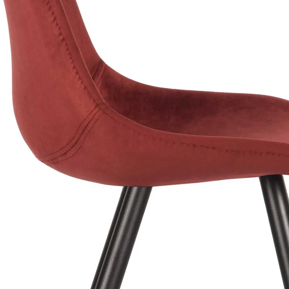 Küchenstühle|Esszimmerstühle*Pharao24 Dunkelroter Samt Stuhl Set Aude