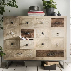 Pharao24 Echtholz Kommode Kayden> Küchenkommode|Wohnzimmerkommoden