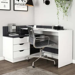 Computertische|Jugendschreibtische*Pharao24 Eckschreibtisch mit Schubladen Dori