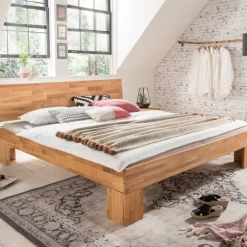 Pharao24 Eiche Massivholz Bettgestell Coplin> Komfortbetten|Doppelbetten