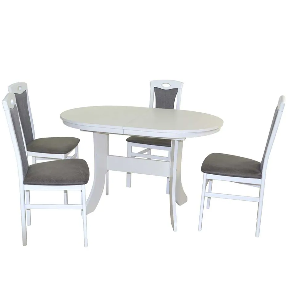 Tisch Mit Stühlen|Tischgruppen*Pharao24 Essgruppe weiß ausziehbar Asinaras