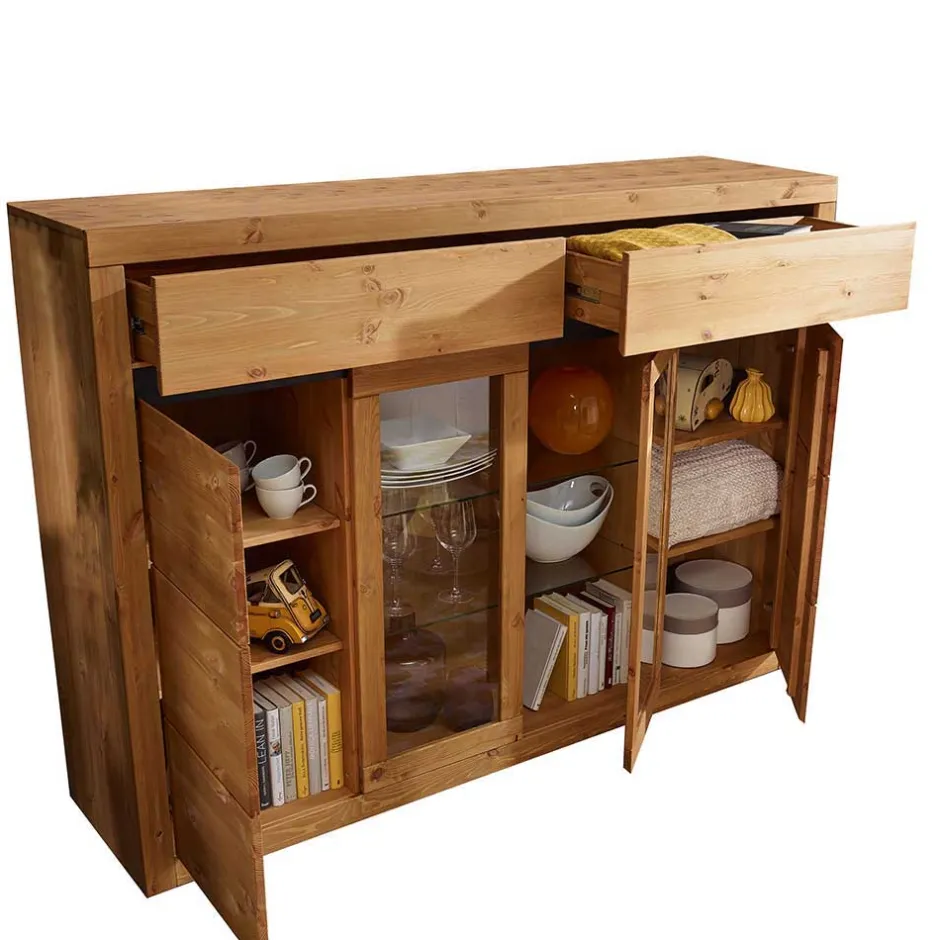 Pharao24 Esszimmer Highboard Varcina> Vitrinenschrank|Wohnzimmervitrinen