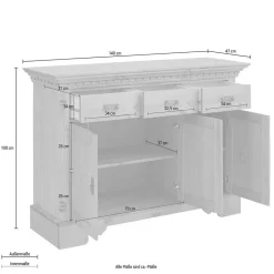 Massivholzmöbel|Küchenkommode*Pharao24 Esszimmer Kommode Meclavra