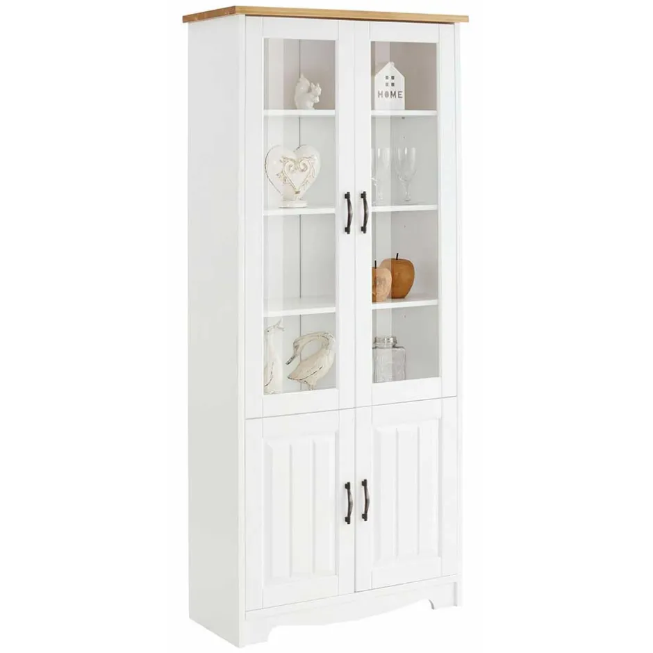 Pharao24 Esszimmer Vitrinenschrank Luizana> Wohnzimmerschrank|Massivholz Schränke