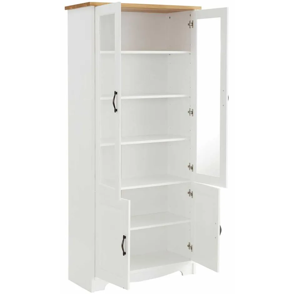 Pharao24 Esszimmer Vitrinenschrank Luizana> Wohnzimmerschrank|Massivholz Schränke