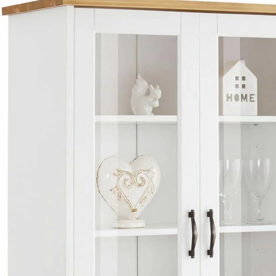 Pharao24 Esszimmer Vitrinenschrank Luizana> Wohnzimmerschrank|Massivholz Schränke