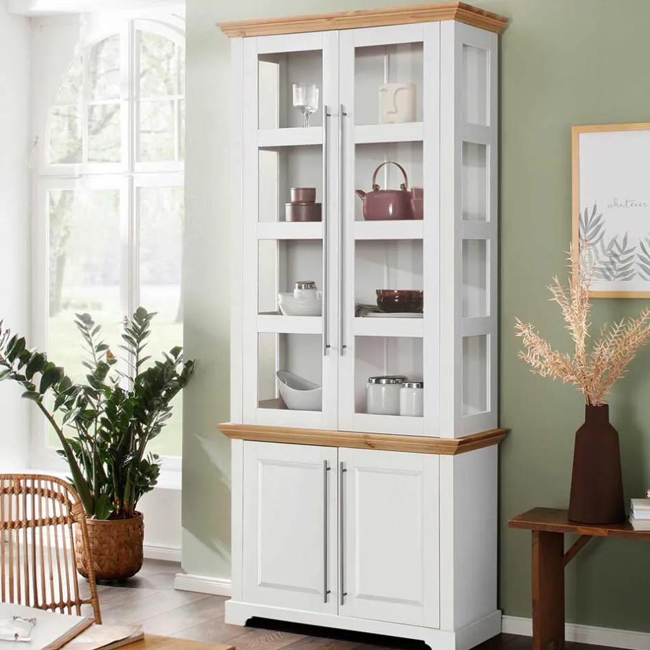 Pharao24 Esszimmer Vitrinenschrank Mevidra> Massivholzmöbel|Vitrinenschrank