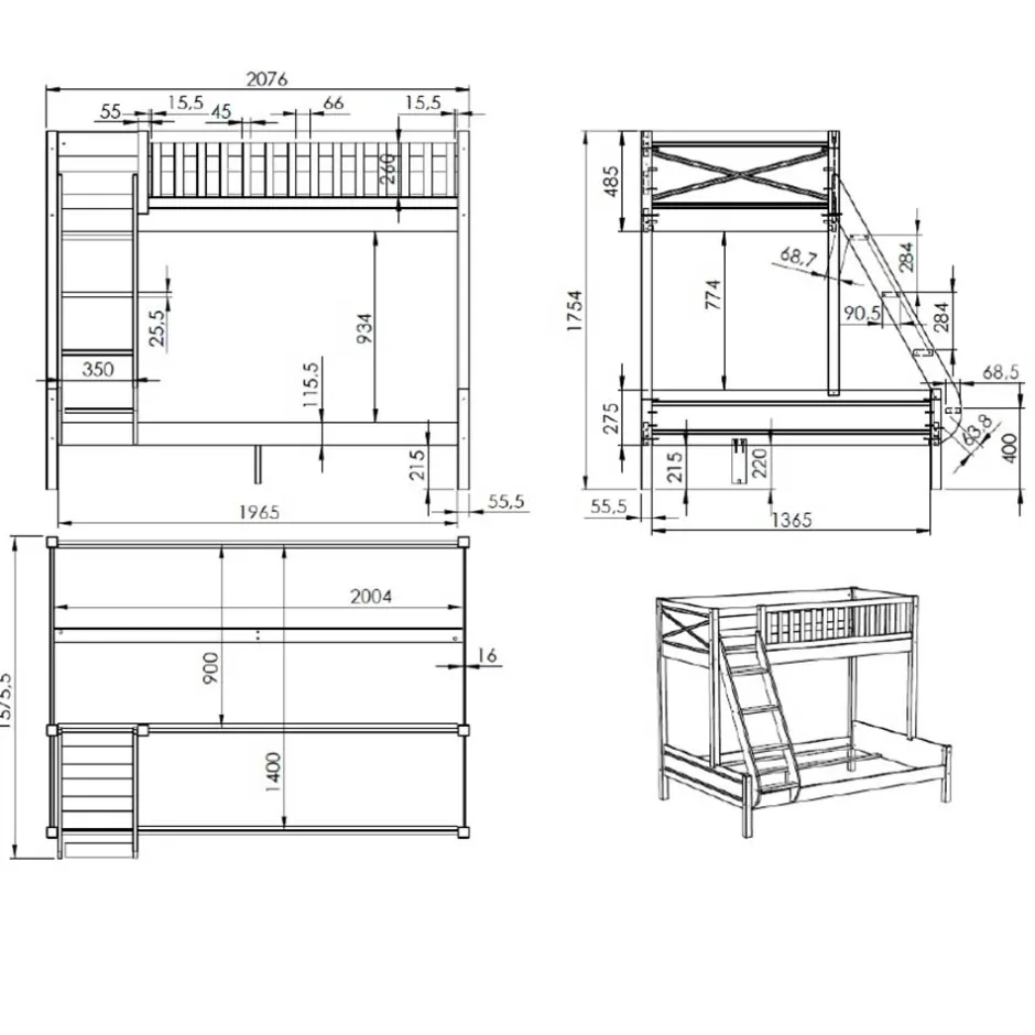 Pharao24 Etagenbett Weiß Vorenza> Funktionsbetten|Schubkastenbetten