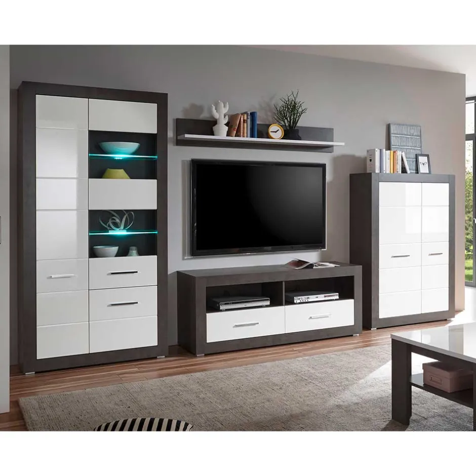 Moderne Wohnwände|Wohnwand 350 Cm*Pharao24 Fernseher Anbauwand Jains