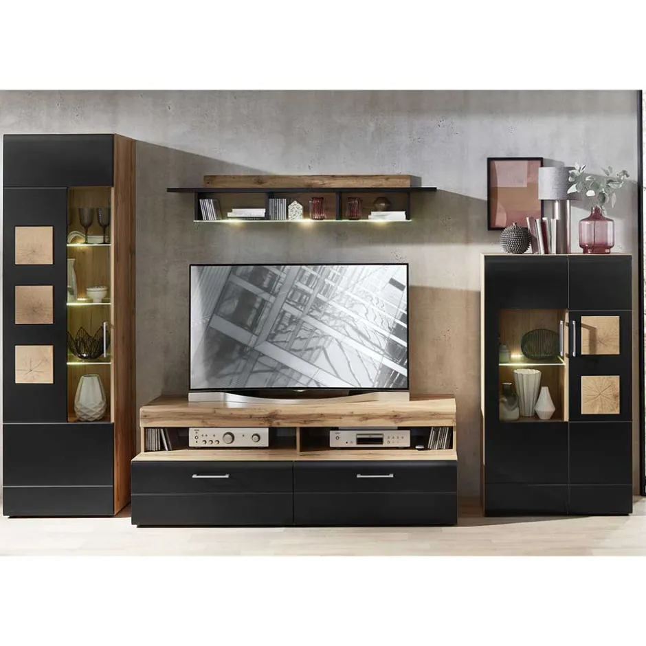 Wohnzimmerschrank|Wohnwand 350 Cm*Pharao24 Fernseher Schrankwand Beldar