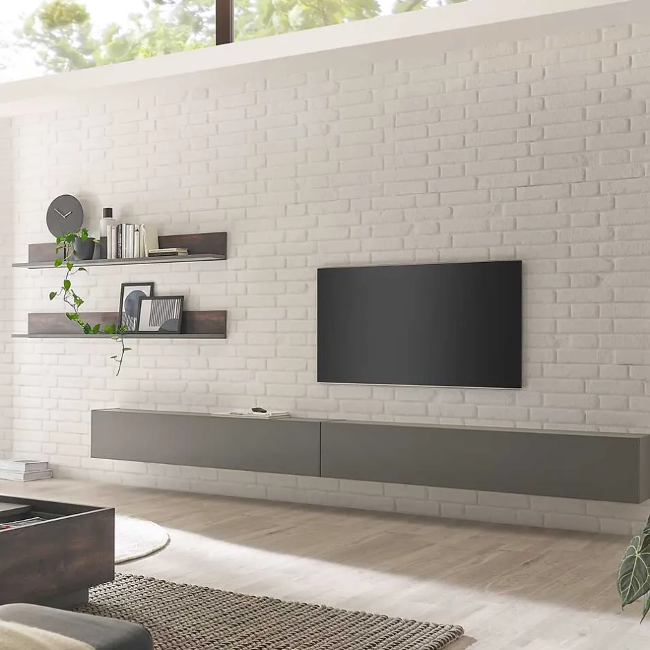 Pharao24 Fernseher Schrankwand Hanniba> Wohnwand 300 Cm|Moderne Wohnwände