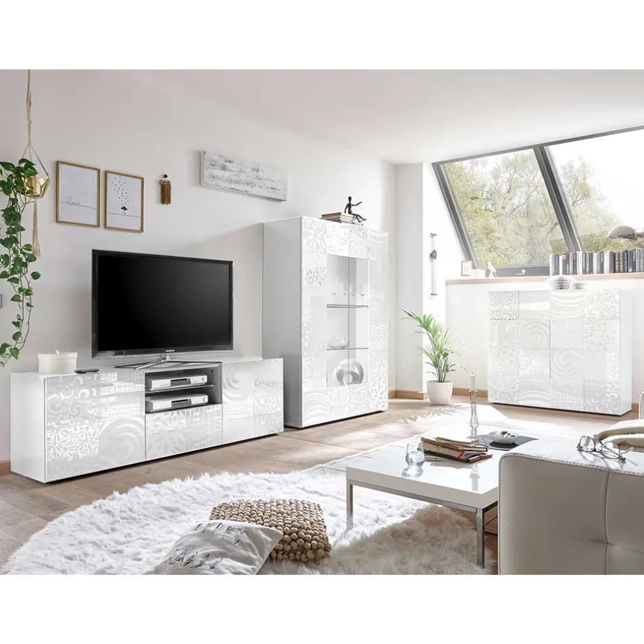 Moderne Wohnwände|Hochglanz Wohnwände*Pharao24 Fernseher Schrankwand Peledrav