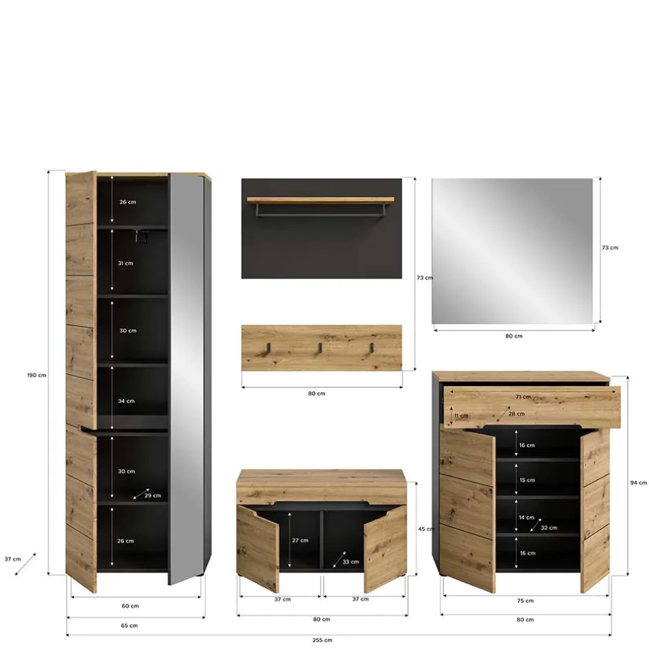 Garderobensets*Pharao24 Flurmöbel Set Alexandro
