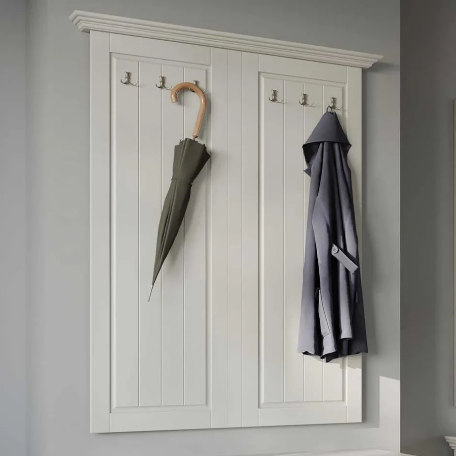 Pharao24 Garderobe Massivholz Kiefer weiss Vomano> Garderoben Paneele|Wandgarderoben