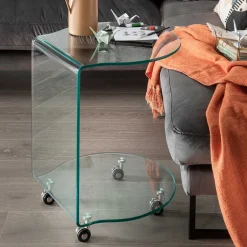 Glastische|Beistelltische*Pharao24 Glastisch mit Rollen Clairy