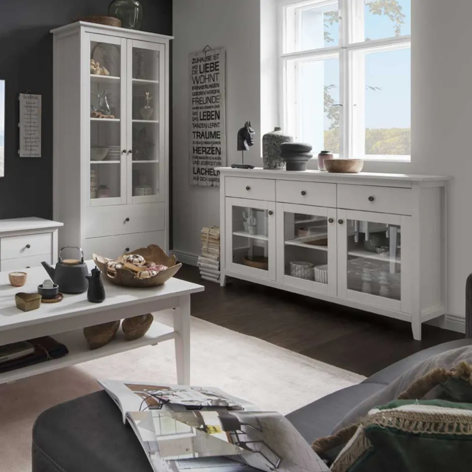 Pharao24 Glastüren Sideboard Brostian> Küchenkommode|Wohnzimmerkommoden