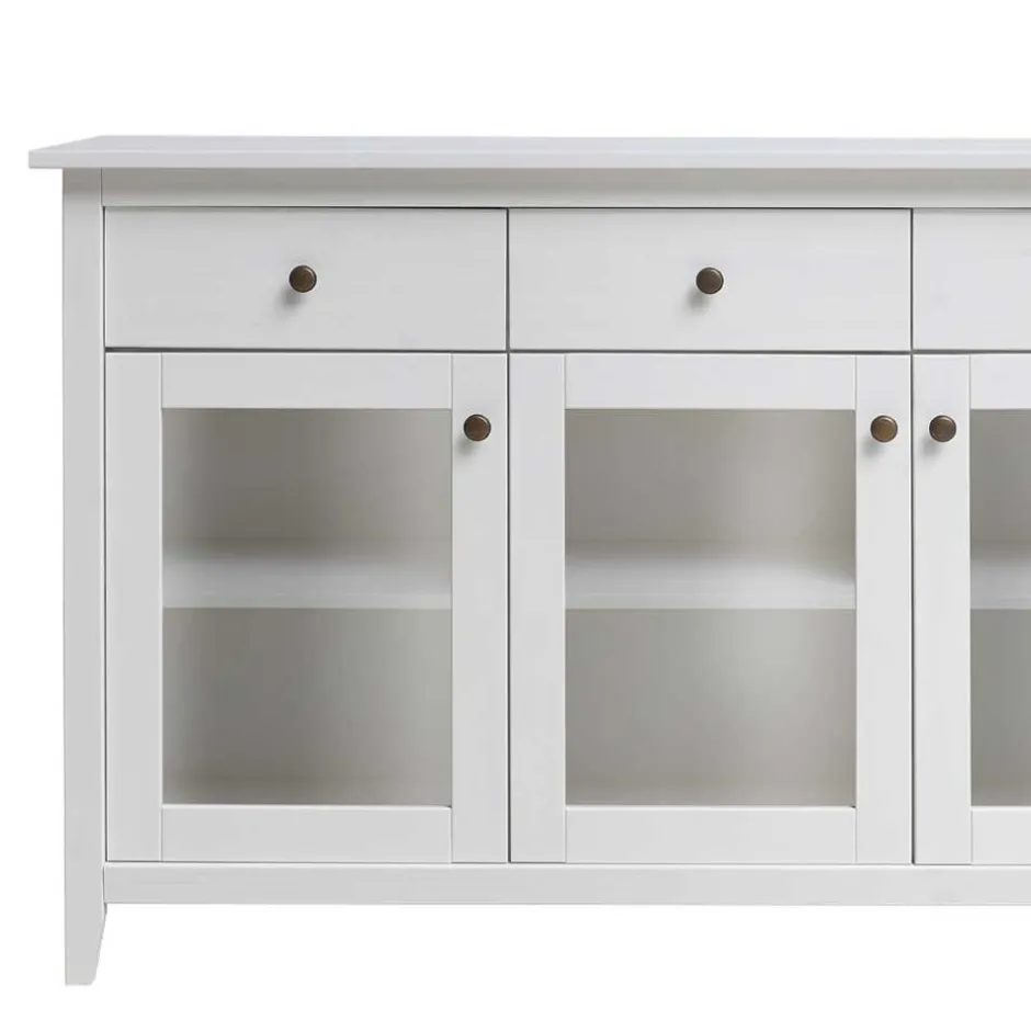 Pharao24 Glastüren Sideboard Brostian> Küchenkommode|Wohnzimmerkommoden