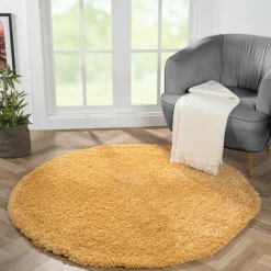 Teppiche*Pharao24 Goldgelber Shaggy Teppich Merka