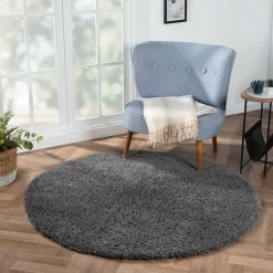 Teppiche*Pharao24 Grauer Hochflor Teppich Fachet