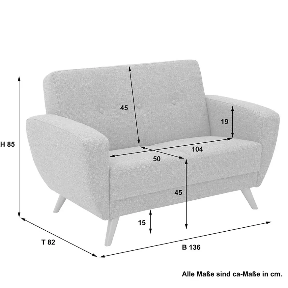 Wohnzimmercouch|2 Sitzer Sofa*Pharao24 Graues Zweiersofa Rujona