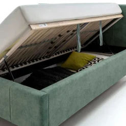 Funktionsbetten|Schubkastenbetten*Pharao24 Grünes Velours Polsterbett Marzo