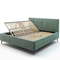 Funktionsbetten|Schubkastenbetten*Pharao24 Grünes Velours Polsterbett Marzo