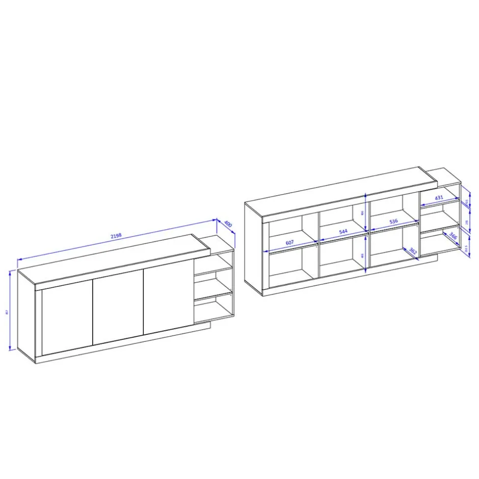 Esszimmerkommoden|Sideboards*Pharao24 Großes Sideboard Prismo