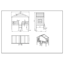 Kinderhochbetten|Kinderbetten*Pharao24 Hausbett mit hohem Gestell Maximo