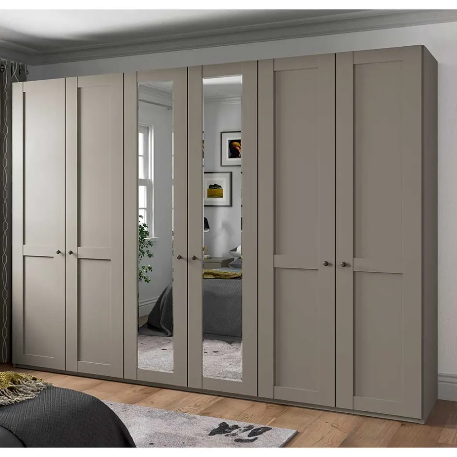 Pharao24 Hellgrauer Schlafzimmerschrank Saconso> Drehtürenschränke|Kleiderschränke