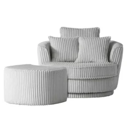 Pharao24 Hellgrauer Sessel mit Hocker Mirabal> Wohnzimmer Sessel|Relaxsessel