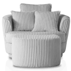 Pharao24 Hellgrauer Sessel mit Hocker Mirabal><noscript><img width=