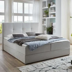 Komfortbetten|Funktionsbetten*Pharao24 Hellgraues Boxbett Angelo