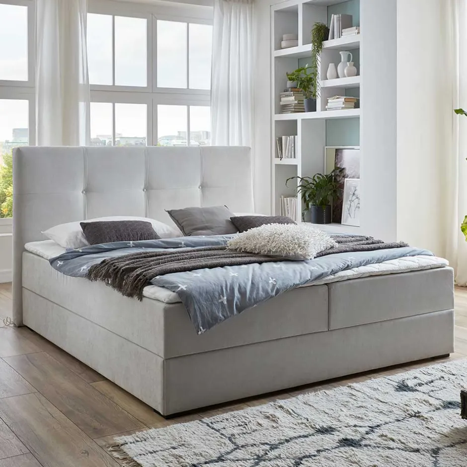 Komfortbetten|Funktionsbetten*Pharao24 Hellgraues Boxbett Angelo