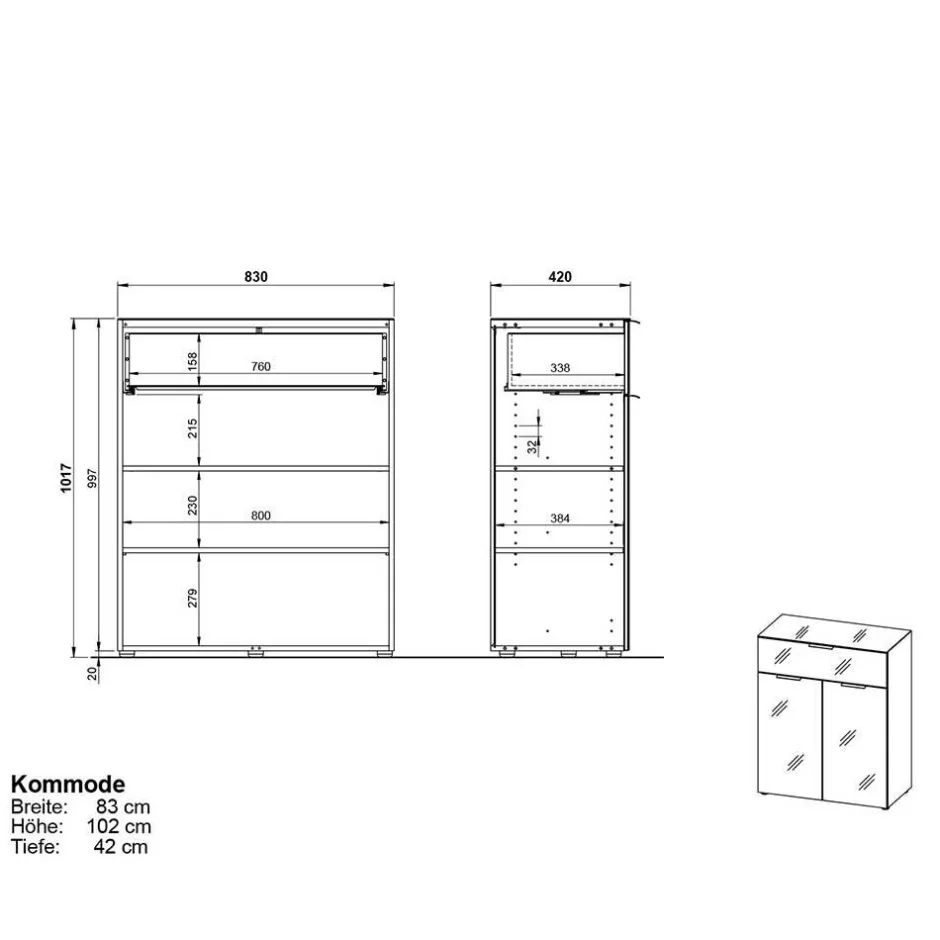 Pharao24 Highboard Genrom> Flurkommoden|Schlafzimmerkommoden