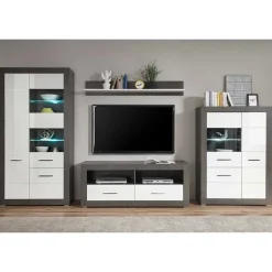 Wohnwand 350 Cm|Moderne Wohnwände*Pharao24 Hochglanz Anbauwand Jains