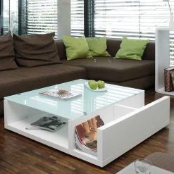 Pharao24 Hochglanz Couchtisch Shower> Glastische