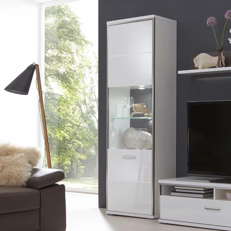 Vitrinenschrank|Wohnzimmervitrinen*Pharao24 Hochglanz Vitrine Lefaria