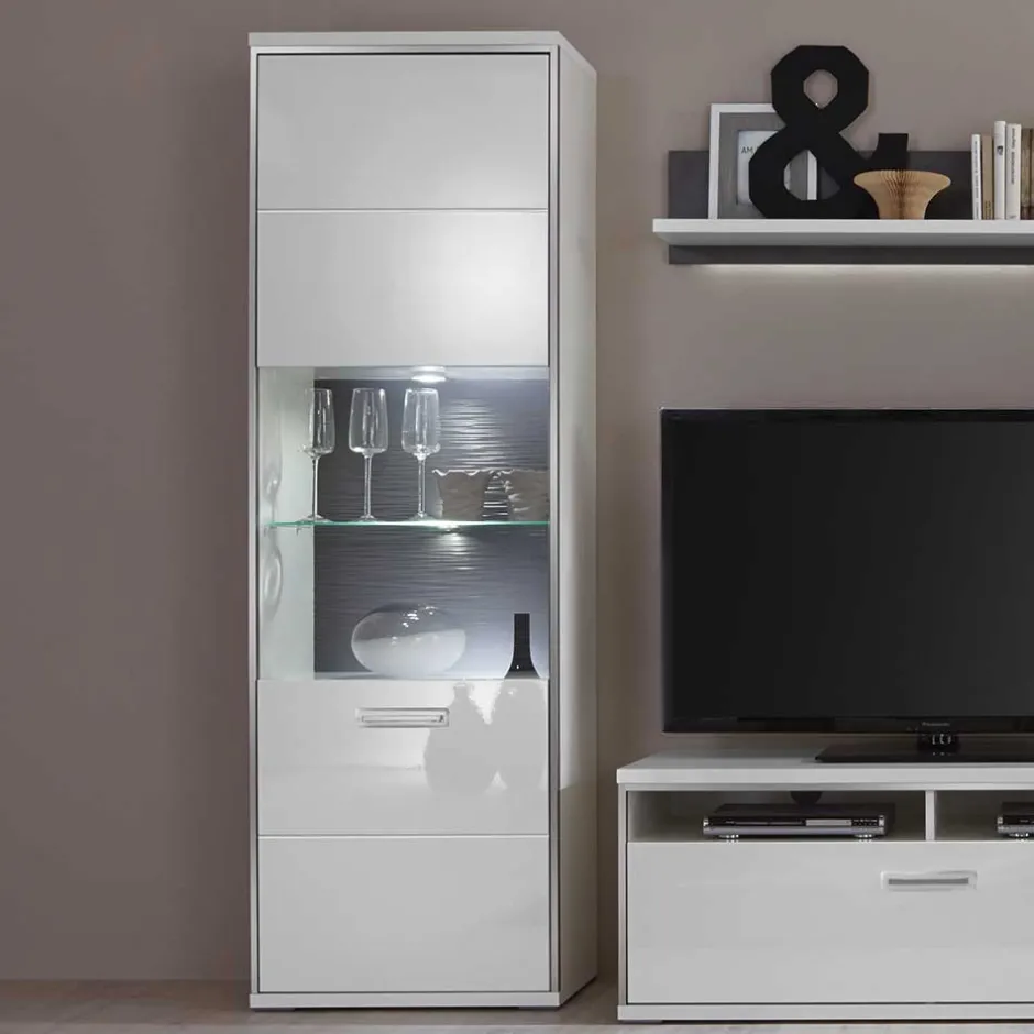 Vitrinenschrank|Wohnzimmervitrinen*Pharao24 Hochglanz Vitrine Lefaria