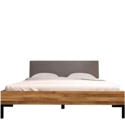 Doppelbetten|Massivholzbetten*Pharao24 Holzbett mit Polster Kopfteil Yalley