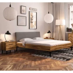 Doppelbetten|Massivholzbetten*Pharao24 Holzbett mit Polster Kopfteil Yalley